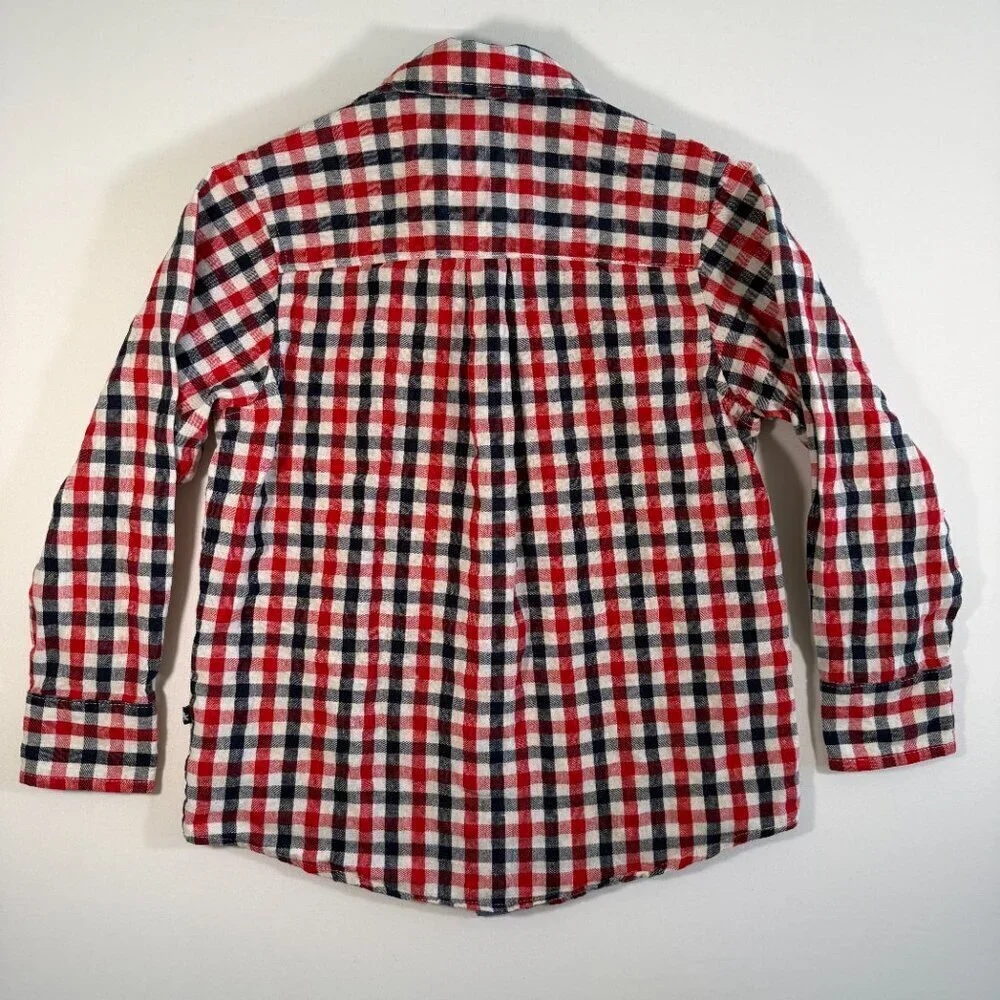 TOOBYDOO Cotton Plaid Button Down Red Blue Boys 5T
